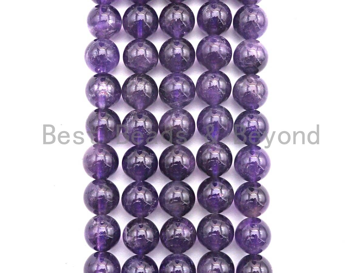High Quality Natural Amethyst Round Beads, Round Smooth /4mm6mm/8mm/10mm/12mm Amethyst Beads, 15.5" Full Strand, sku#U527