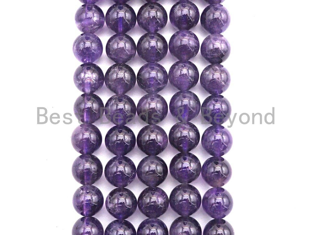 High Quality Natural Amethyst Round Beads, Round Smooth /4mm6mm/8mm/10mm/12mm Amethyst Beads, 15.5" Full Strand, sku#U527
