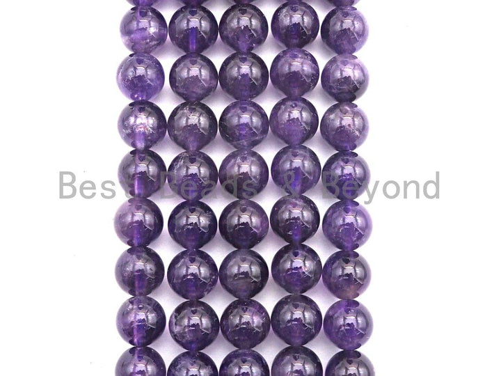 High Quality Natural Amethyst Round Beads, Round Smooth /4mm6mm/8mm/10mm/12mm Amethyst Beads, 15.5" Full Strand, sku#U527