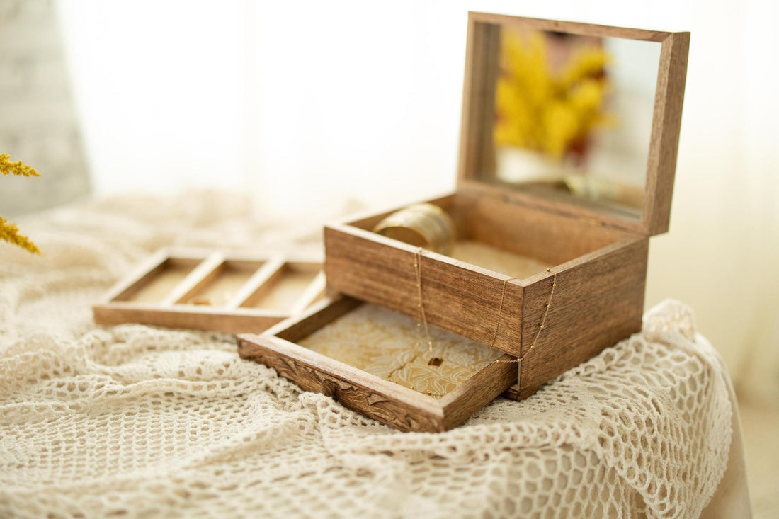 Hand-Carved Mango Wood Jewelry Box