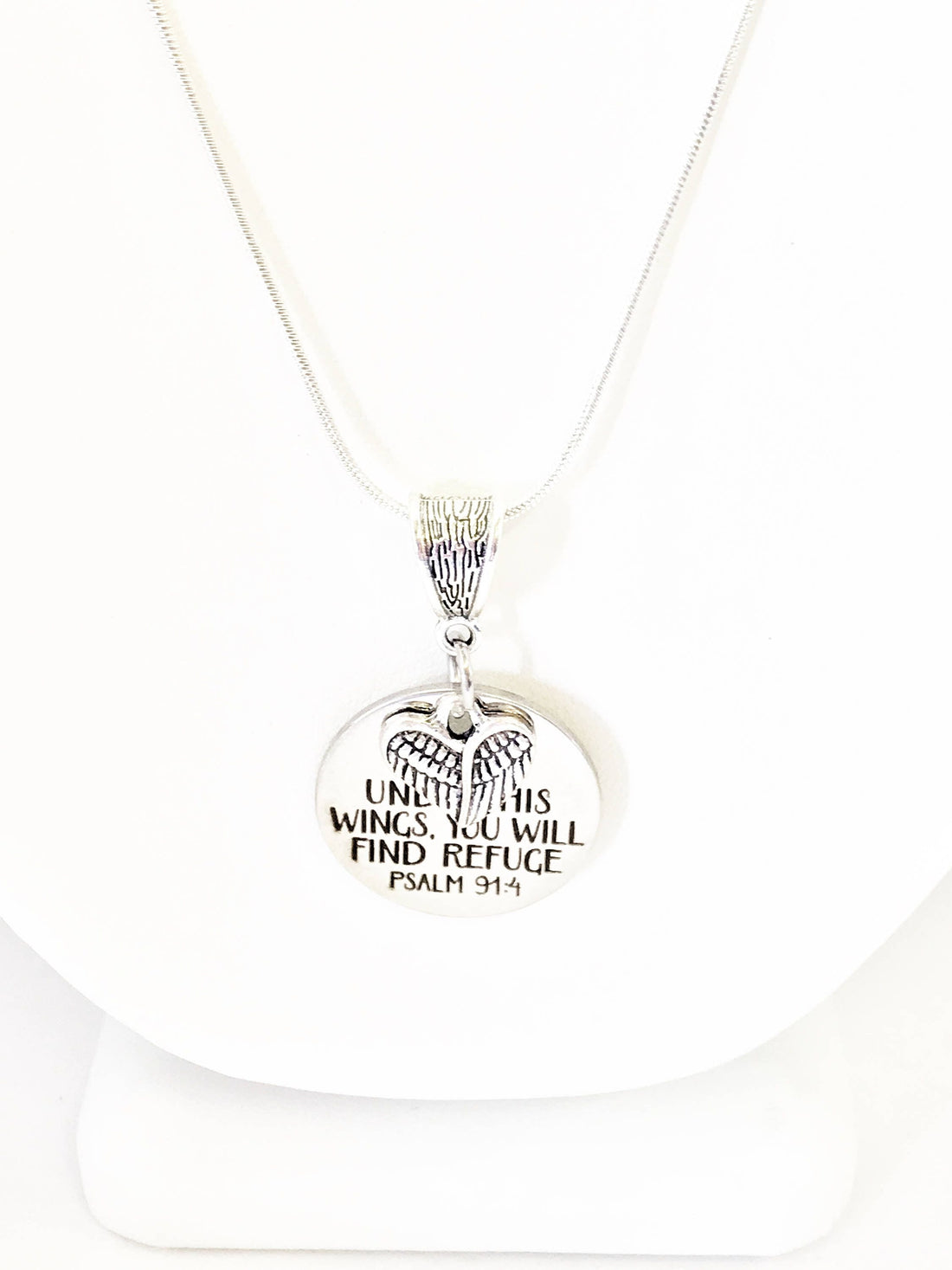 Christian Jewelry, Under His Wings You Will Find Refuge Necklace, Psalm 91:4 Jewelry, Christian Gift, Christian Sympathy Jewelry