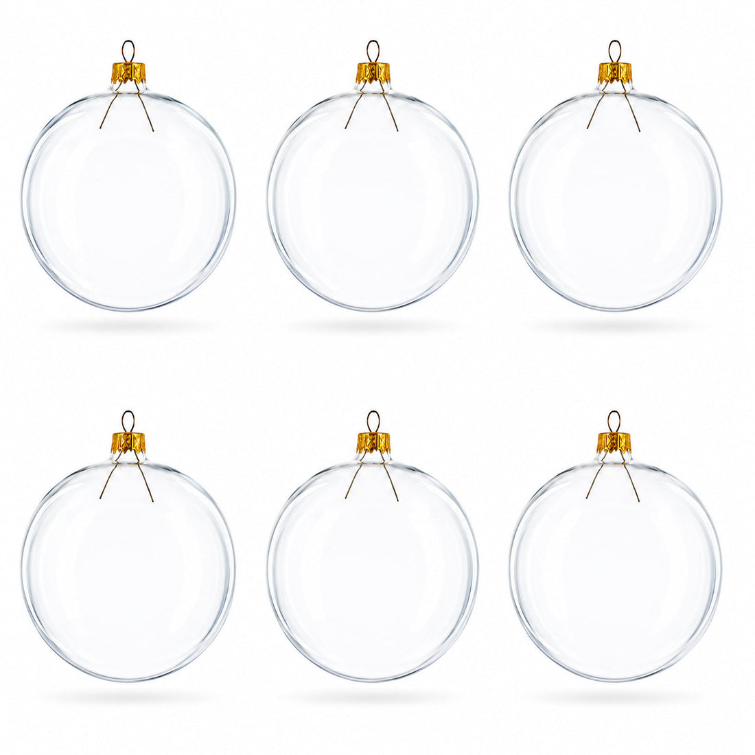 Set of 6 Clear Glass Ball Christmas Ornaments DIY Craft 3.25 Inches