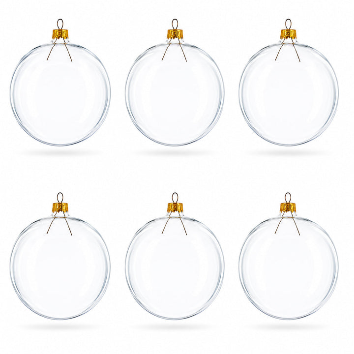 Set of 6 Clear Glass Ball Christmas Ornaments DIY Craft 3.25 Inches