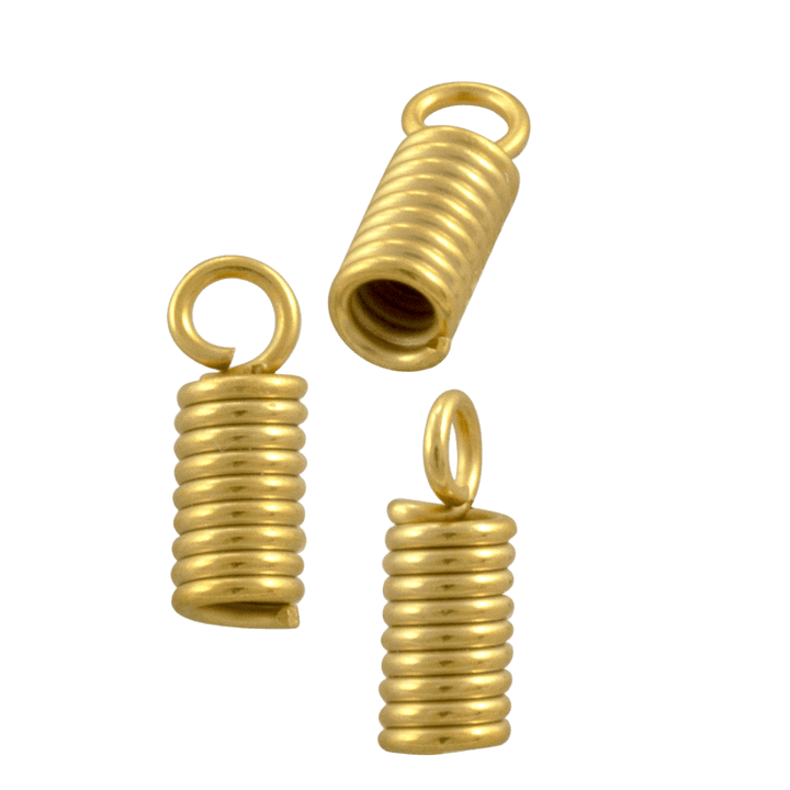 Gold Tone Steel Spring Cord Ends 10mm - Open Coil Findings for Jewelry Making
