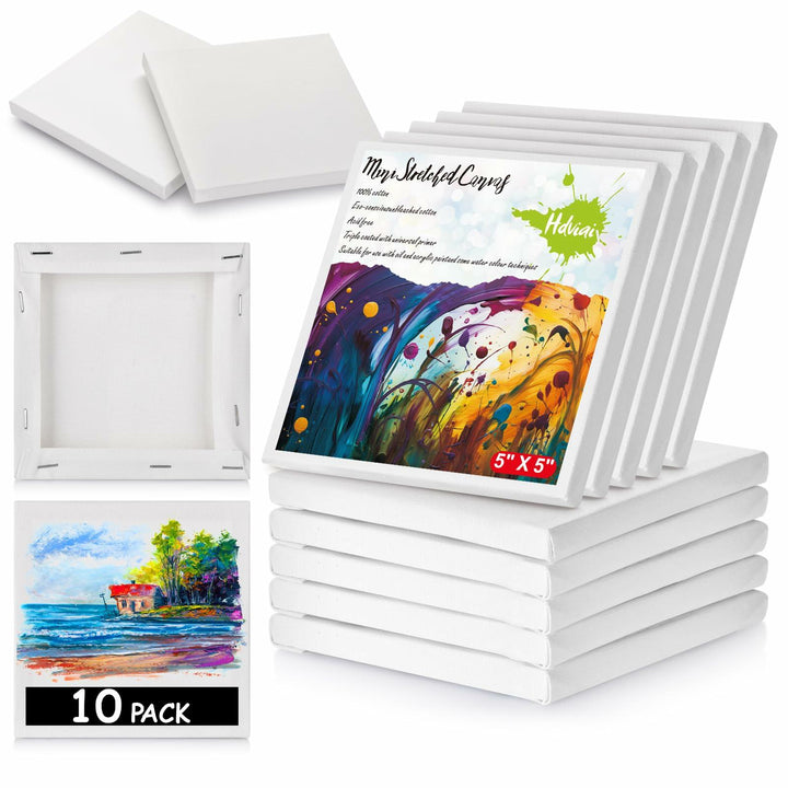 12PCS Mini Canvas Easel Set 4x4 Inch