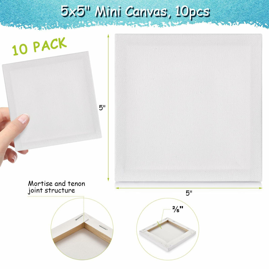 12PCS Mini Canvas Easel Set 4x4 Inch