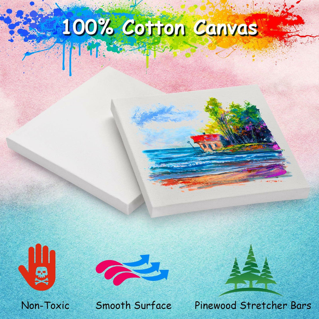 12PCS Mini Canvas Easel Set 4x4 Inch