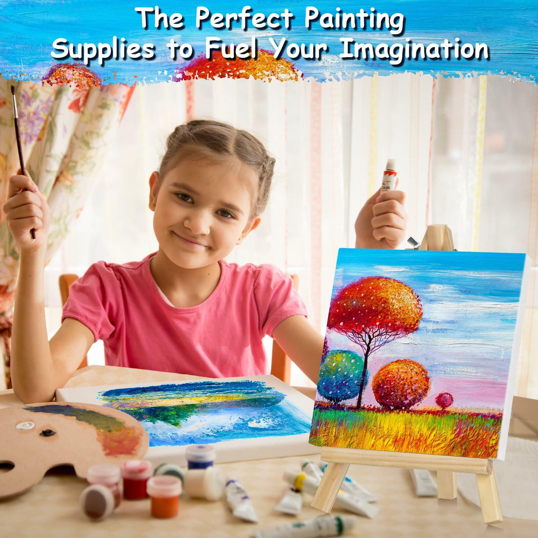 12PCS Mini Canvas Easel Set 4x4 Inch