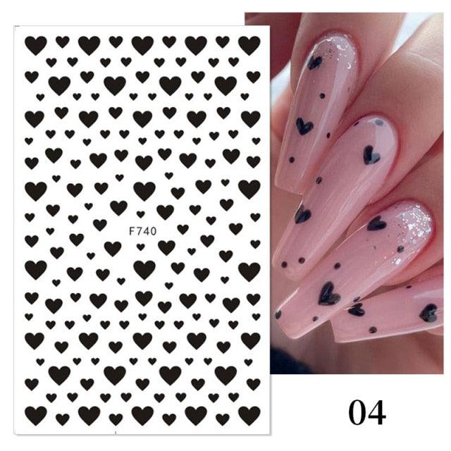 Rose Gold Star 3D Nail Stickers Silver Black White Star Heart Transfer Stickers for Nails DIY Decals Manicures Decoration Tips Nail Art Decals Water Transfer Nail Decals Sticker For Pretty Girl Self-Adhesive Nail Decals Designer Nail Stickers for Acrylic
