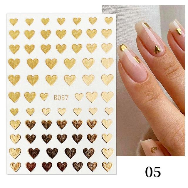 Rose Gold Star 3D Nail Stickers Silver Black White Star Heart Transfer Stickers for Nails DIY Decals Manicures Decoration Tips Nail Art Decals Water Transfer Nail Decals Sticker For Pretty Girl Self-Adhesive Nail Decals Designer Nail Stickers for Acrylic