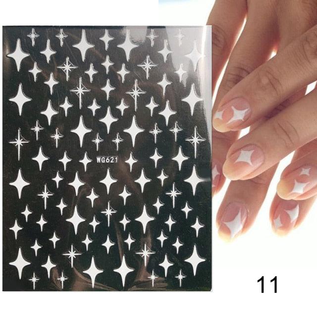 Rose Gold Star 3D Nail Stickers Silver Black White Star Heart Transfer Stickers for Nails DIY Decals Manicures Decoration Tips Nail Art Decals Water Transfer Nail Decals Sticker For Pretty Girl Self-Adhesive Nail Decals Designer Nail Stickers for Acrylic
