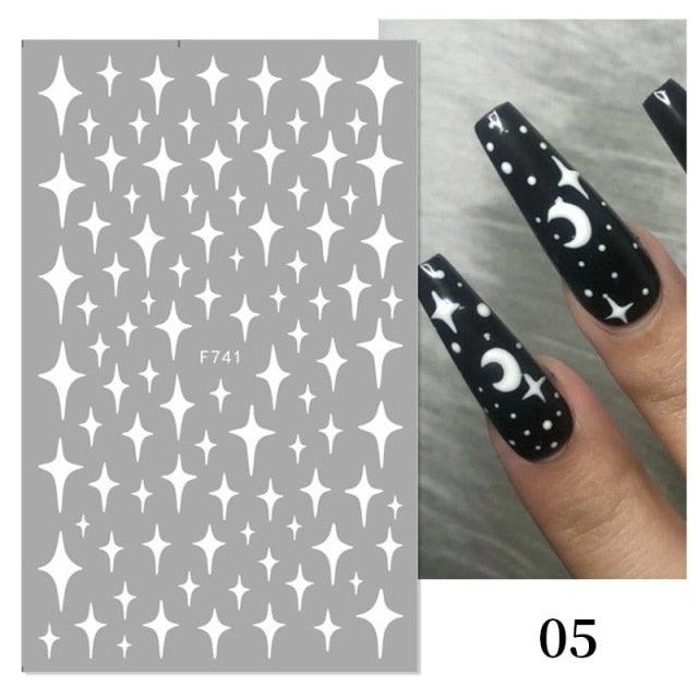 Rose Gold Star 3D Nail Stickers Silver Black White Star Heart Transfer Stickers for Nails DIY Decals Manicures Decoration Tips Nail Art Decals Water Transfer Nail Decals Sticker For Pretty Girl Self-Adhesive Nail Decals Designer Nail Stickers for Acrylic