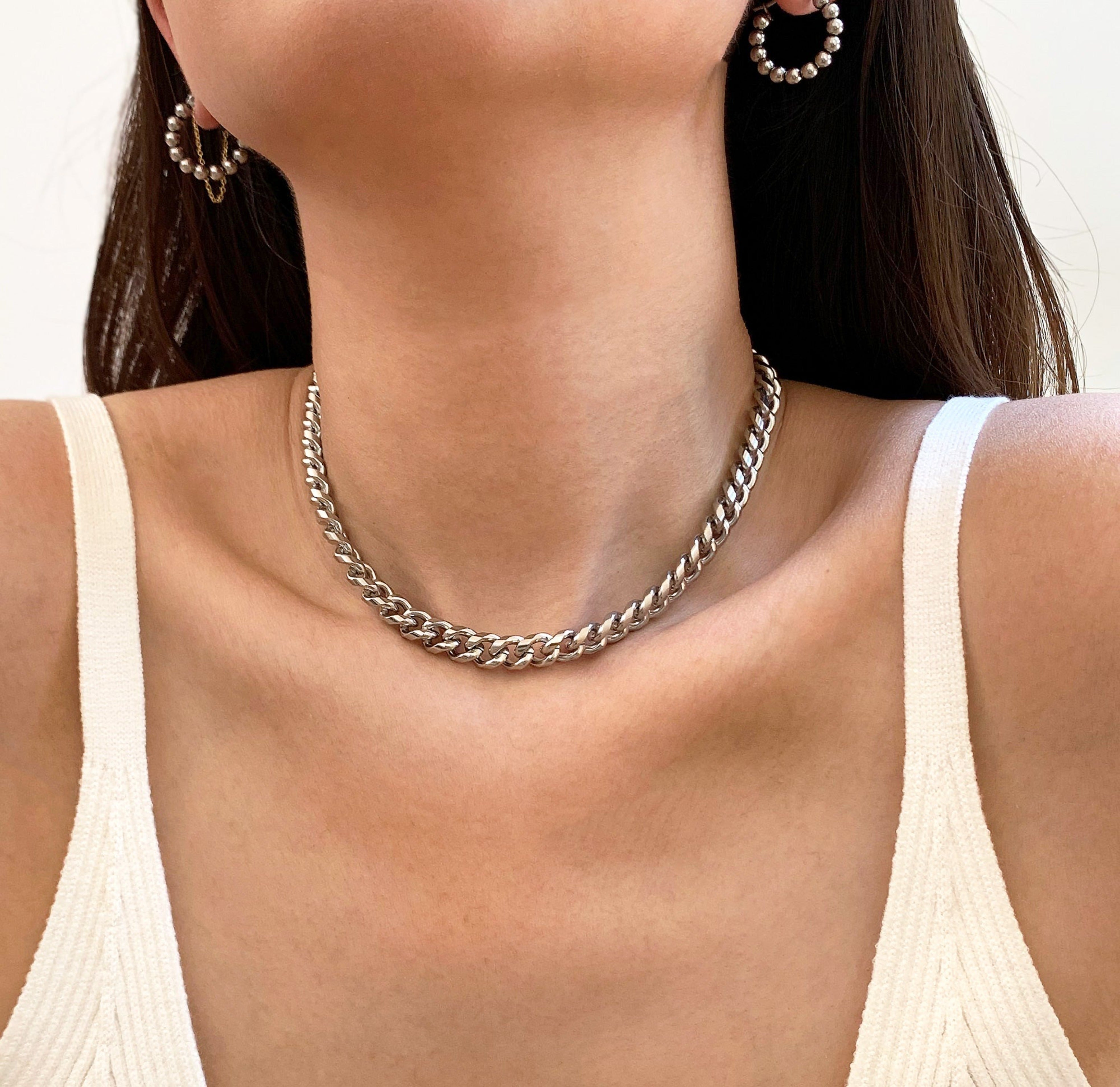 NECKLACEMASON LARGE SILVER CUBAN CHAIN