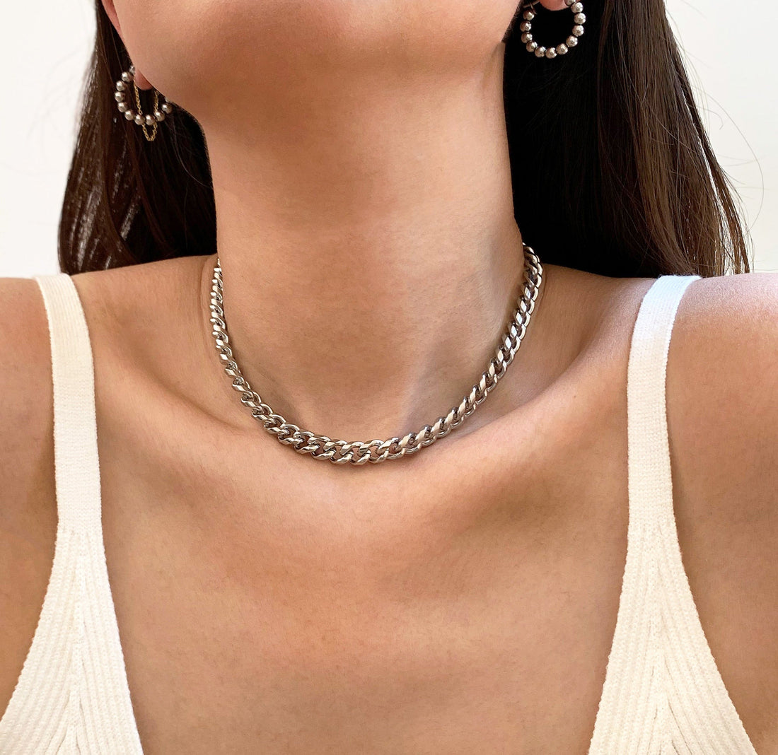 NECKLACEMASON LARGE SILVER CUBAN CHAIN