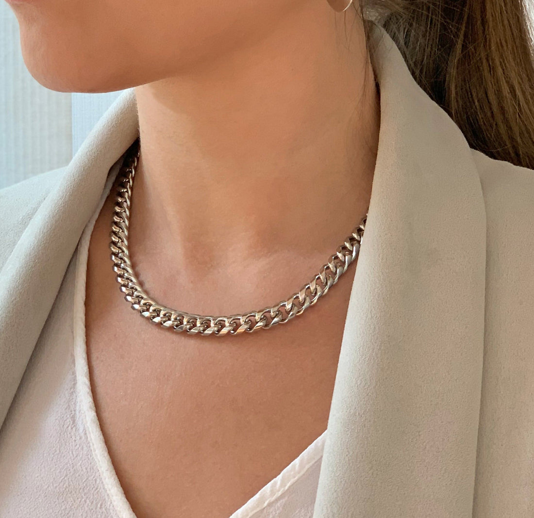 NECKLACEMASON LARGE SILVER CUBAN CHAIN
