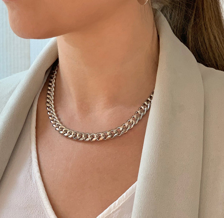 NECKLACEMASON LARGE SILVER CUBAN CHAIN