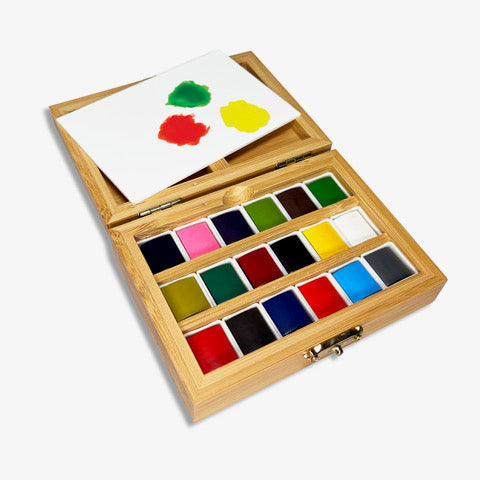 Watercolor Essentials Bundle | Bamboo Case, Metallics, & Paper Pad